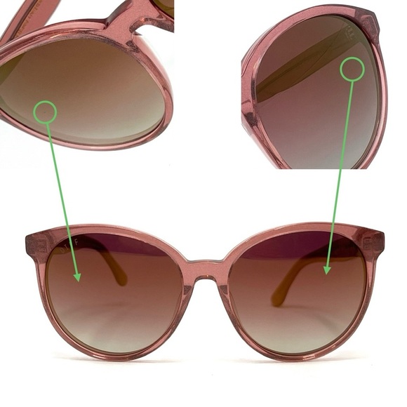 Diff Cosmo Polarized Sunglasses Full Rim Round Frames Pink Sparkle UVA/UVB TB40B